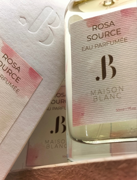 Eau parfumée ROSA SOURCE – transparent concept et vision du packaging.